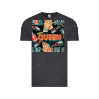 Vintage Black nail queen hand and polish with lights and leopard seamless pattern bb Vintage Tee - BundleAndBundleShop