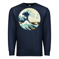 Navy great wave Premium Sweatshirt - linhVisuals