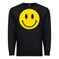 Black vintage retro happy smiley face 80's 90's aesthetic sweatshirt Premium Sweatshirt - linhVisuals