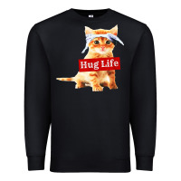 Black hug life kitty cat Premium Sweatshirt - linhVisuals
