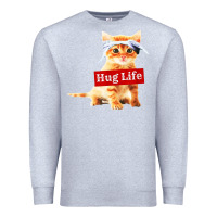 Heather Grey hug life kitty cat Premium Sweatshirt - linhVisuals