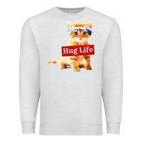 Oatmeal Heather hug life kitty cat Premium Sweatshirt - linhVisuals