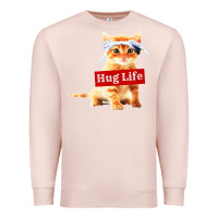 Pale Pink hug life kitty cat Premium Sweatshirt - linhVisuals