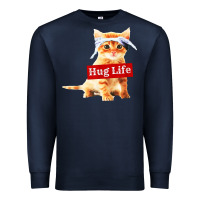 Navy hug life kitty cat Premium Sweatshirt - linhVisuals