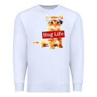 White hug life kitty cat Premium Sweatshirt - linhVisuals