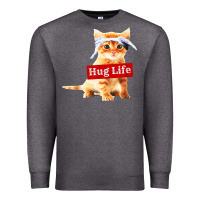 Charcoal Heather hug life kitty cat Premium Sweatshirt - linhVisuals