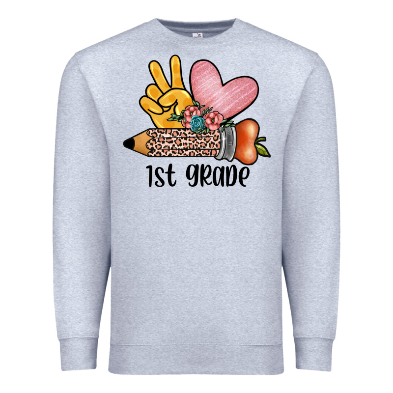 Peace Love 1st Grade Premium Sweatshirt by JahusDesignShop | Teevron