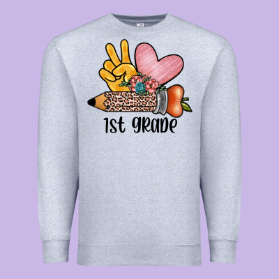 Peace Love 1st Grade Premium Sweatshirt Designed By Jahusdesignshop
