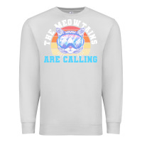 Dove Grey skiing t  shirt ski goggles cat the meowtains are calling skier winter Premium Sweatshirt - linhVisuals