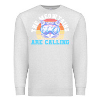 Oatmeal Heather skiing t  shirt ski goggles cat the meowtains are calling skier winter Premium Sweatshirt - linhVisuals