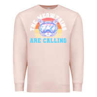 Pale Pink skiing t  shirt ski goggles cat the meowtains are calling skier winter Premium Sweatshirt - linhVisuals