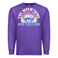 Purple skiing t  shirt ski goggles cat the meowtains are calling skier winter Premium Sweatshirt - linhVisuals