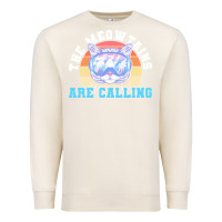 Sandshell skiing t  shirt ski goggles cat the meowtains are calling skier winter Premium Sweatshirt - linhVisuals