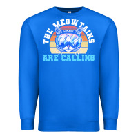 True Royal skiing t  shirt ski goggles cat the meowtains are calling skier winter Premium Sweatshirt - linhVisuals