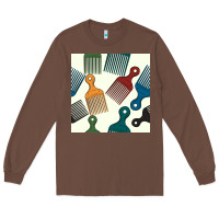 Chestnut afro combs seamless patterns Long Sleeve Tee - BundleAndBundleShop