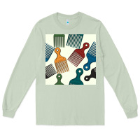Matcha afro combs seamless patterns Long Sleeve Tee - BundleAndBundleShop