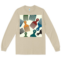 Mushroom afro combs seamless patterns Long Sleeve Tee - BundleAndBundleShop