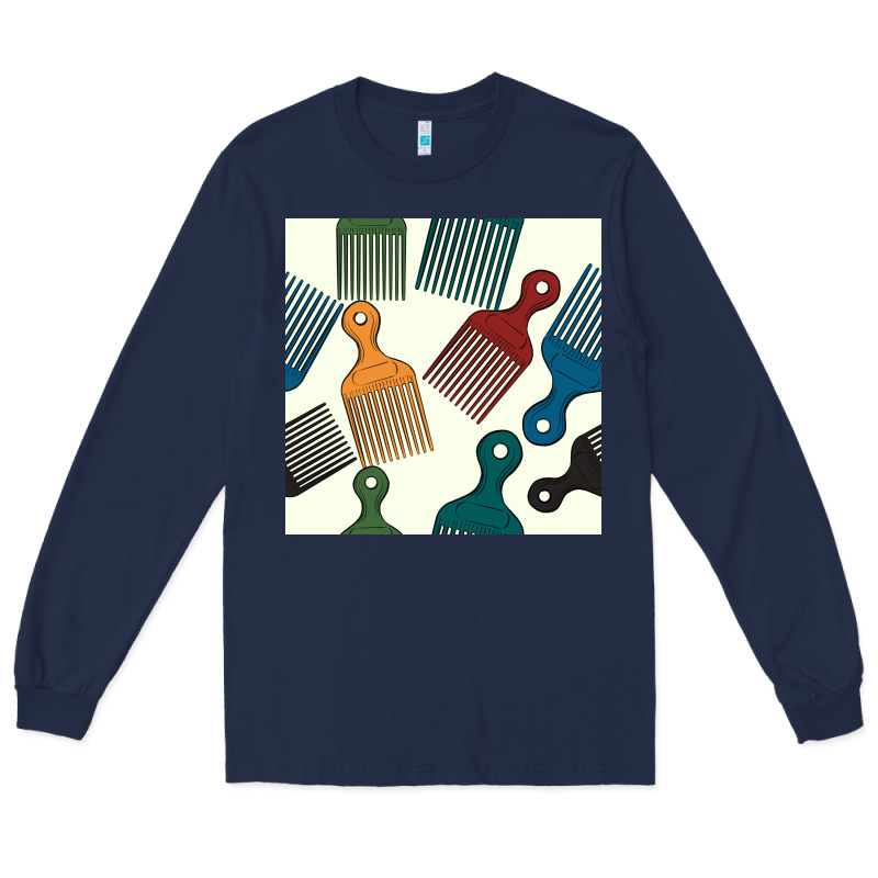 Afro Combs Seamless Patterns Long Sleeve Tee by BundleAndBundleShop | Teevron