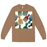 Toasted Coconut afro combs seamless patterns Long Sleeve Tee - BundleAndBundleShop