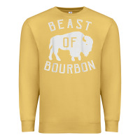 Antique Gold beast of bourbon drinking whiskey design bison buffalo party t shirt Premium Sweatshirt - linhVisuals