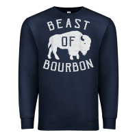 Navy beast of bourbon drinking whiskey design bison buffalo party t shirt Premium Sweatshirt - linhVisuals