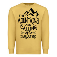 Antique Gold the mountains are calling and i must go   black Premium Sweatshirt - linhVisuals