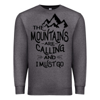 Charcoal Heather the mountains are calling and i must go   black Premium Sweatshirt - linhVisuals