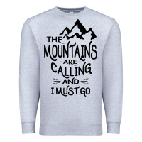 Heather Grey the mountains are calling and i must go   black Premium Sweatshirt - linhVisuals