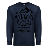 Navy the mountains are calling and i must go   black Premium Sweatshirt - linhVisuals