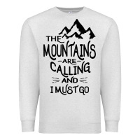 Oatmeal Heather the mountains are calling and i must go   black Premium Sweatshirt - linhVisuals