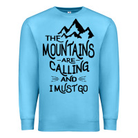 Ocean Blue the mountains are calling and i must go   black Premium Sweatshirt - linhVisuals