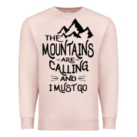 Pale Pink the mountains are calling and i must go   black Premium Sweatshirt - linhVisuals