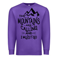 Purple the mountains are calling and i must go   black Premium Sweatshirt - linhVisuals
