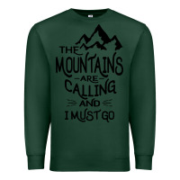 Sports Green the mountains are calling and i must go   black Premium Sweatshirt - linhVisuals