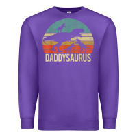 Purple daddy dinosaur daddysaurus 3 three kids xmas christmas gift t shirt Premium Sweatshirt - linhVisuals