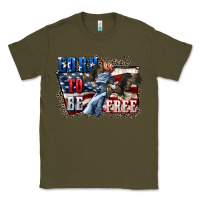 Army Green Born to be free Classic Tee - CowGirlArtShop