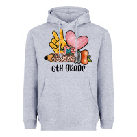 Heather Grey peace love 6th grade Heavyweight Hoodie - JahusDesignShop