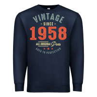 Navy Vintage Since 1958 - 64th Birthday Retro Classic Premium Sweatshirt - linhVisuals