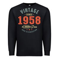 Black Vintage Since 1958 - 64th Birthday Retro Classic Premium Sweatshirt - linhVisuals
