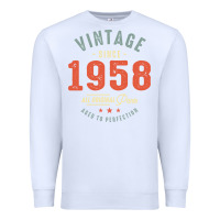 White Vintage Since 1958 - 64th Birthday Retro Classic Premium Sweatshirt - linhVisuals