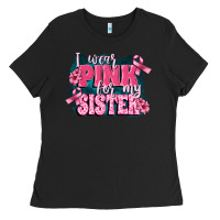 Black i wear pink for my sister Ladies Tee - FaDigitalArtStudio