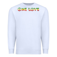 White one love rasta reggae music rastafarian lover jamaica peace t shirt Premium Sweatshirt - linhVisuals