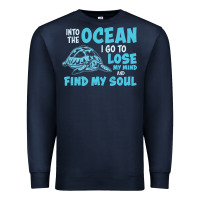 Navy into the ocean i go to find my soul Premium Sweatshirt - linhVisuals