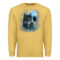 Antique Gold t shirt, grey wolf hunting ground, icy moon, forest, galaxy Premium Sweatshirt - linhVisuals
