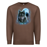Chestnut t shirt, grey wolf hunting ground, icy moon, forest, galaxy Premium Sweatshirt - linhVisuals