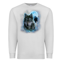 Dove Grey t shirt, grey wolf hunting ground, icy moon, forest, galaxy Premium Sweatshirt - linhVisuals