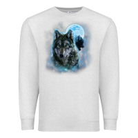 Oatmeal Heather t shirt, grey wolf hunting ground, icy moon, forest, galaxy Premium Sweatshirt - linhVisuals