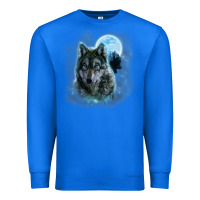 True Royal t shirt, grey wolf hunting ground, icy moon, forest, galaxy Premium Sweatshirt - linhVisuals