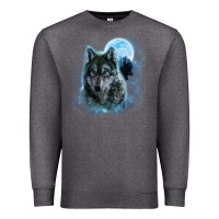 Charcoal Heather t shirt, grey wolf hunting ground, icy moon, forest, galaxy Premium Sweatshirt - linhVisuals