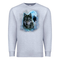 Heather Grey t shirt, grey wolf hunting ground, icy moon, forest, galaxy Premium Sweatshirt - linhVisuals